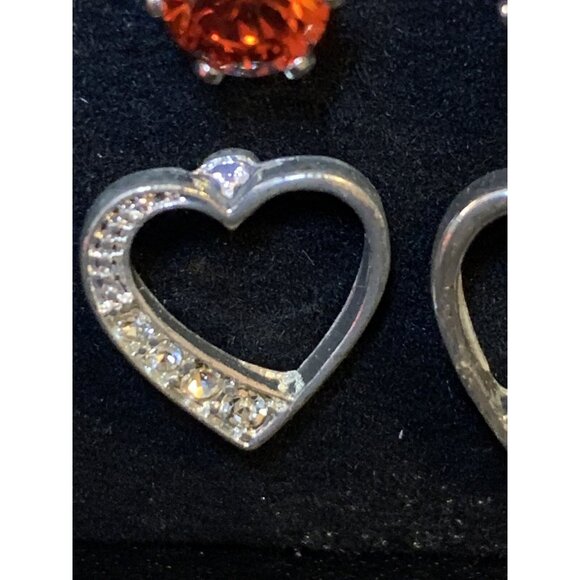 Avon Silver Tone, Red CZ & Heart Stud Pierced Earrings Gift Set (1573-A-B-C) - Picture 4 of 5